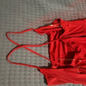Red Sparkle Strappy Women’s Dress